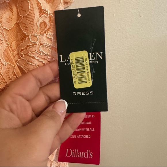 Lauren Ralph Lauren LRL Peach Paisley Lace Ruffle Lined Shift Dress 14 NWT Pink - Picture 3 of 8